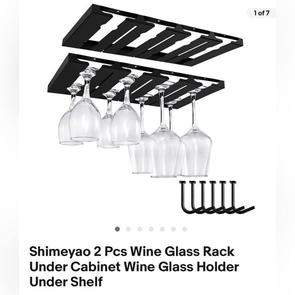 Set of TWO undercabinet wine glass holder with hooks to hang mugs on as well - Picture 1 of 9